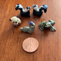 5 tiny vintage ceramic animals