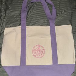 Large lavender Trader Joe’s tote bag