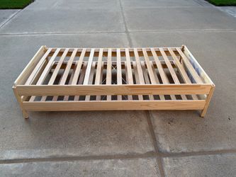 Stackable Twin Wood Bed Frame with Slats