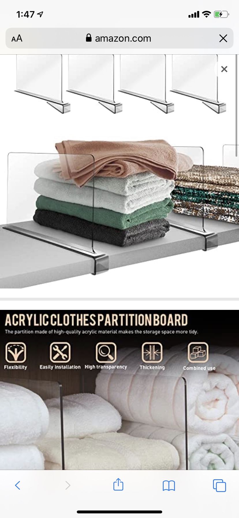 Acrylic Shelf Dividers for Closet Organization 4PCS