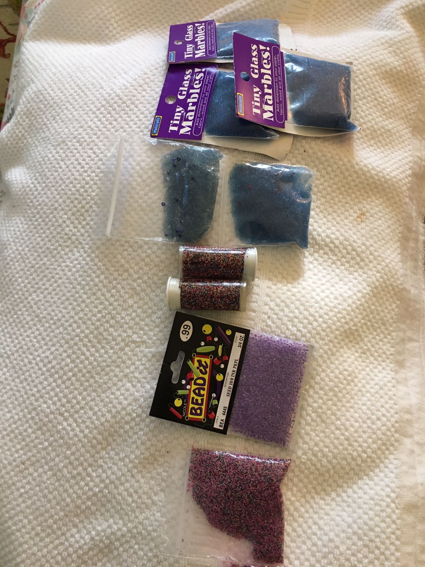 Tiny Glass Beads Blues Multi Color