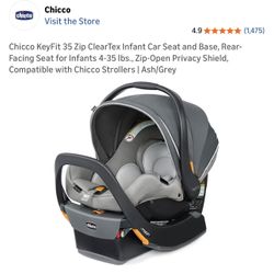 Brand New- Sealed- Chicco KeyFit 35 Zip ClearTex Infant Car Seat and Base,