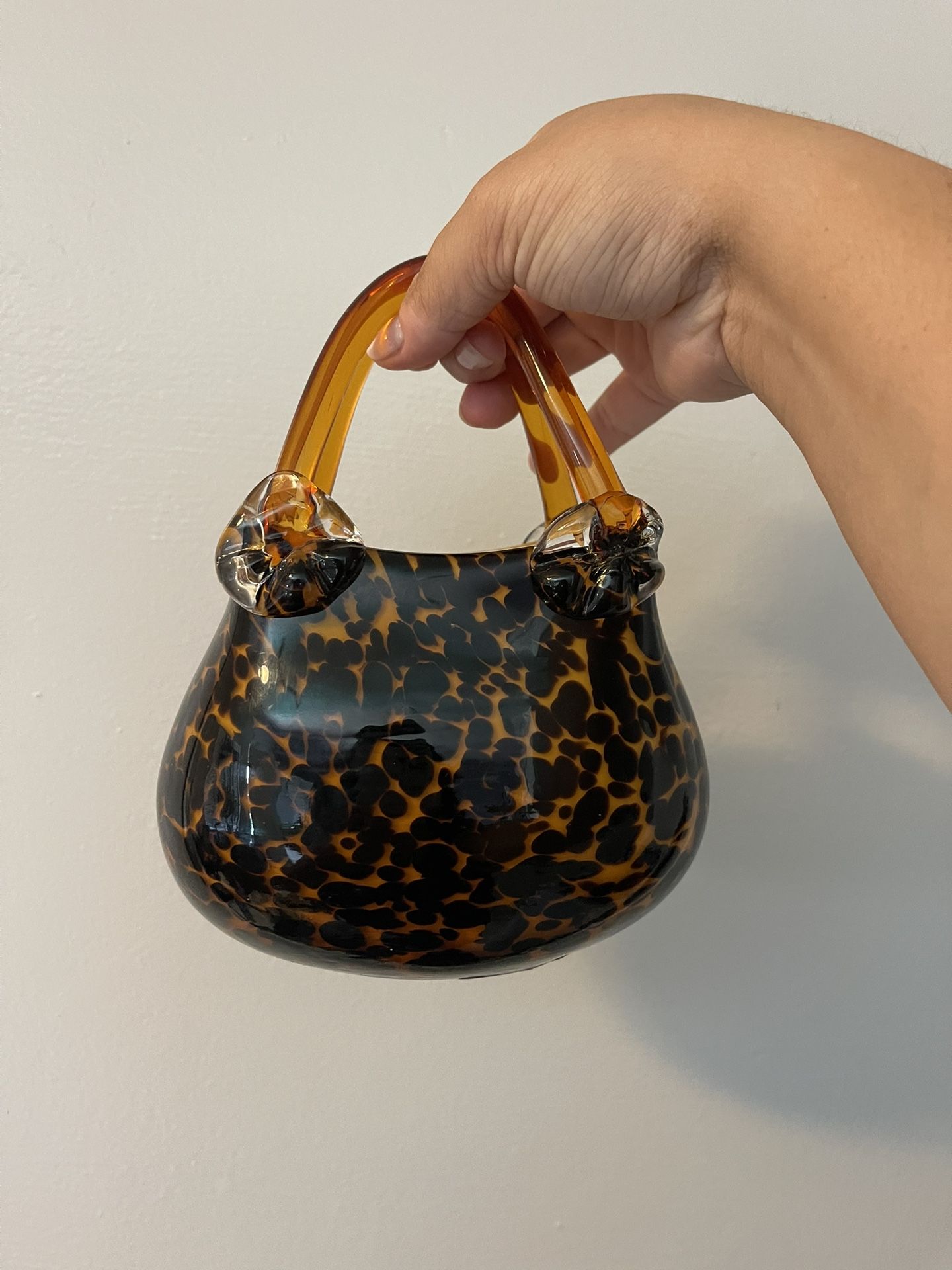 Adorable Vintage Glass Purse Vase