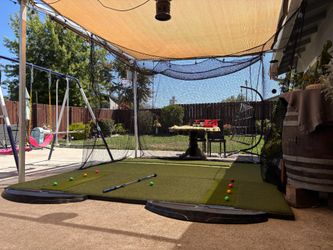 Indoor golf fiberbuilt 10× 10 double hitting combo mat