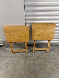 Set of 2 Wooden Folding Tray Tables