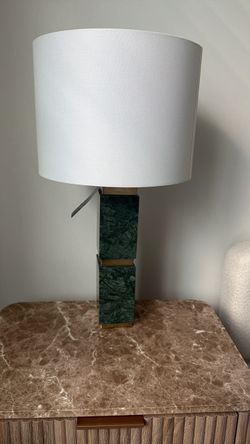 Green Marble Table Lamp with White Shade