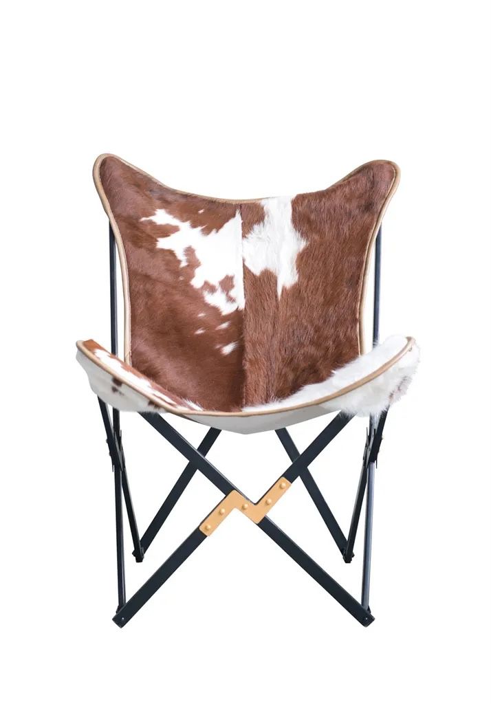 Cow Hide Metal Foldable Chair 