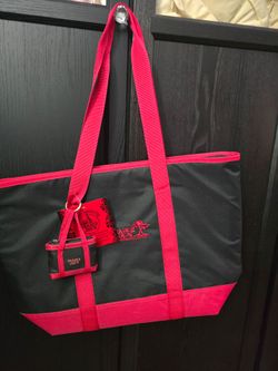 trader joes red insulated tote with mico