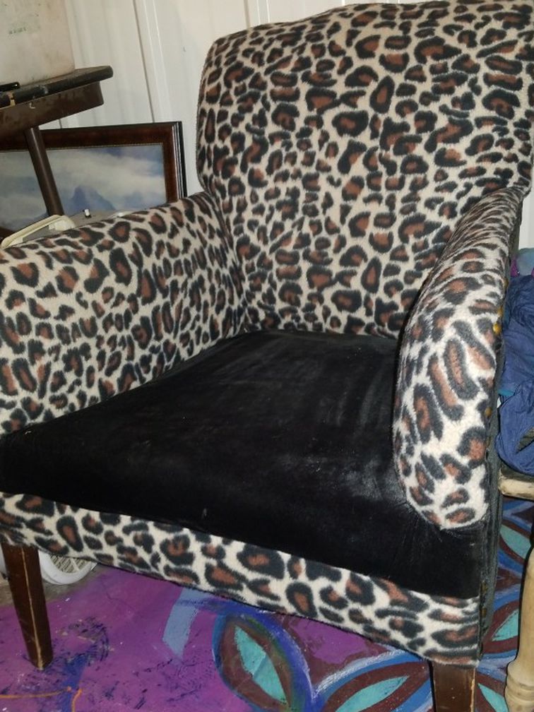 Antique Re-upholstered Leopard Print Chair