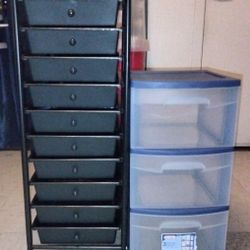 10 Drawer Rollie Cart & 3 Drawer Cart Storage "Used" But In Good Condition  Both For $25 $25