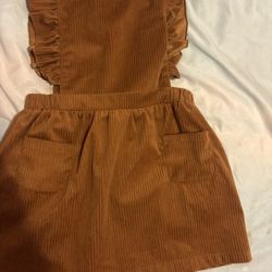 PatPat Girls Corduroy Ruffle Pinafore Dress Size 4-5Y