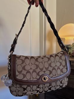 Brown Coach Chelsea Signature Flap Braided Strap Shoulder bag