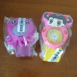 BRAND NEW IN PACKAGES GIRL'S CHILDREN'S KID'S 3D CHARACTER WATCH SLAP BRACELETS - AGES 4+ 