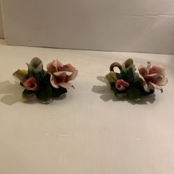 VTG Radnor Staffordshire Porcelain Bouquet Flower  4” Vase & Candelabras