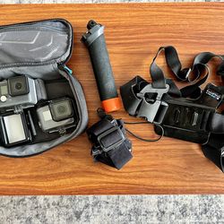 Go pros with multiple accessories