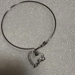 Silver Bangle Bracelet W/heart Charm & Flower Charm (prices Below In Description)