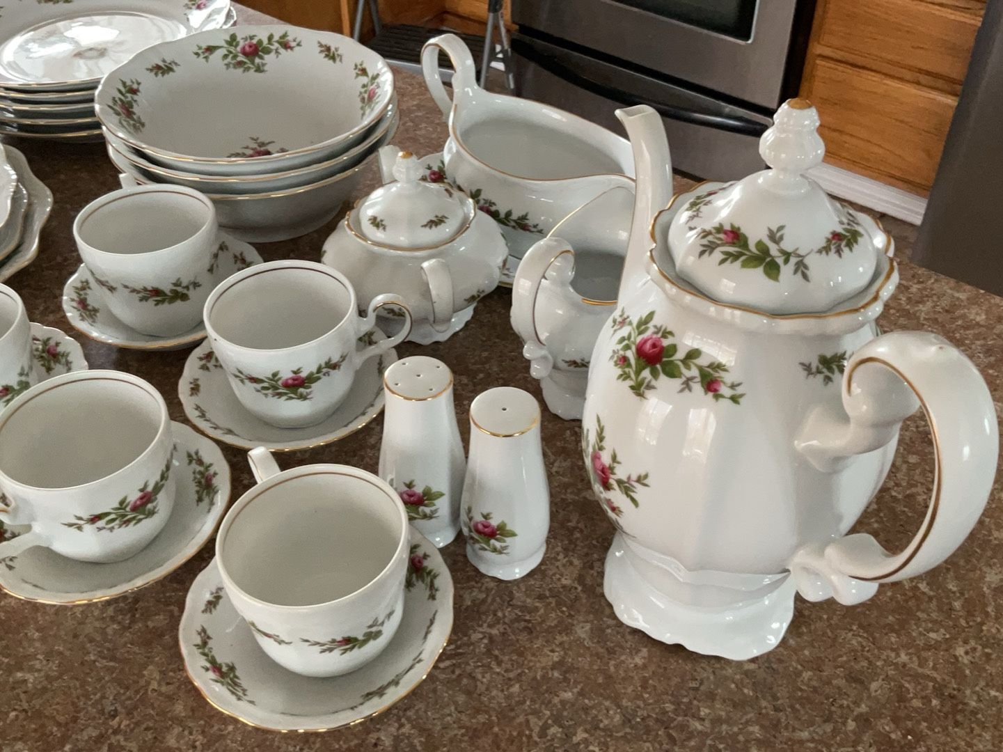 Floral Design Gold Rim Dinnerware Set And More