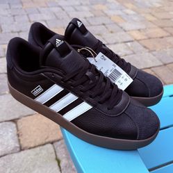 MENS ADIDAS VL COURT 3.0 SUEDE SKATEBOARD SHOES BACK/WHITE/GUM US SIZE 11 (NWT)