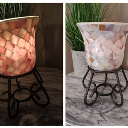 $14 Cast Iron and Mosaic Shade Candle Holder. Love to Create and Put Items Together for Fun Decor