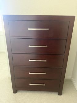 5-Drawer Tall Chest Dresser Dark Wood