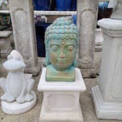 Concrete Stone Buddha Head Statue / Cement Garden Backyard Buddhas