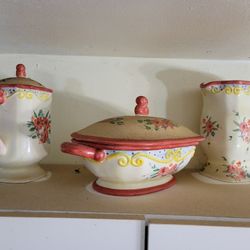 Ceramic Hand-Painted Floral Decorative Kitchenware Set