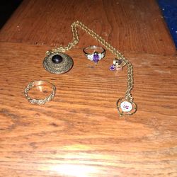 Necklace 2 An Earing And A Buttonrings 