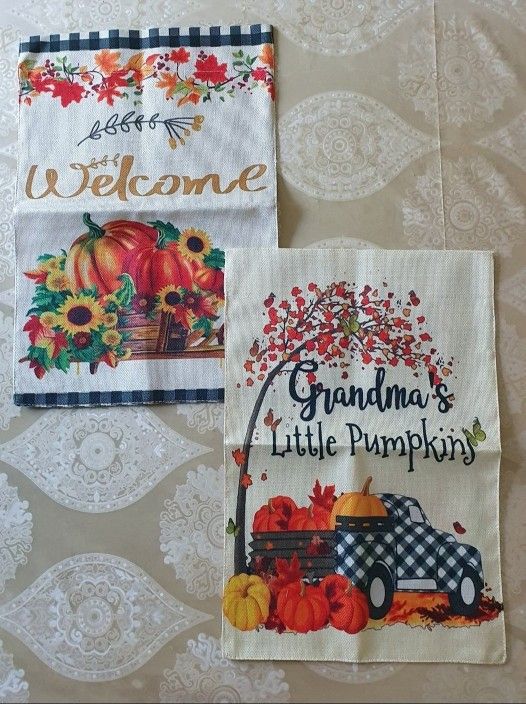 Fall Burlap Garden Flag, 2pcs