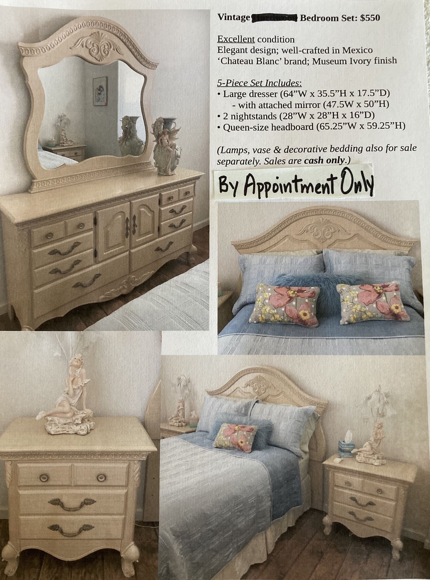 Elegant Vintage 5-Piece Bedroom Set