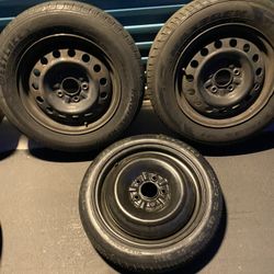 3 Tires & Wheels – 2 Full Size + 1 Spare Tire – 195/65R15