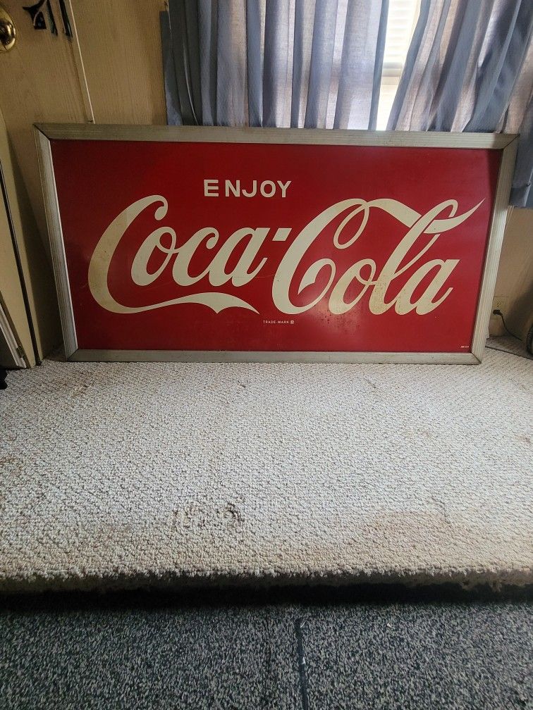 Old Vintage Coca Cola Sign From 70's 68"Long x 34"H