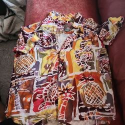 Pineapple Connection Woman Button Down Shirt Sz Xl