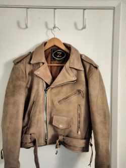 Zony Inc Womens Premium Leather Motorcycle Jacket with Built In Belt & Inner Liner Size 40