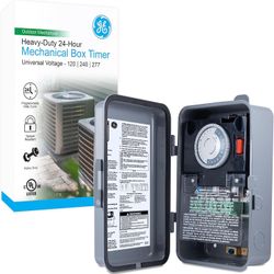GE 24-Hour Mechanical Pool Timer Switch, Outdoor NEMA 3R-Rated Box, Universal Voltage Replace (NEW)