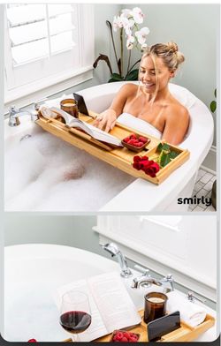 Smirly Premium Bamboo Bathtub Tray NEW in BOX/ pickup 91730/Price on firm