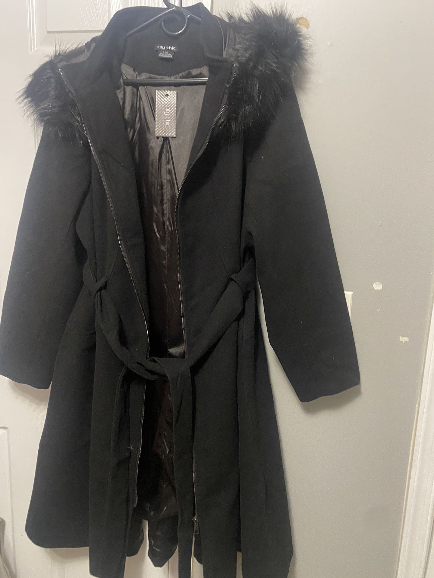Black Fur Lined Coat 