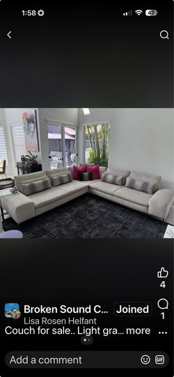 L-Shaped gray fabric Scandinavia couch