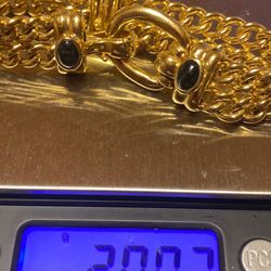 14k 20.07 Gram Bracelet With Black Onyx Cabochons