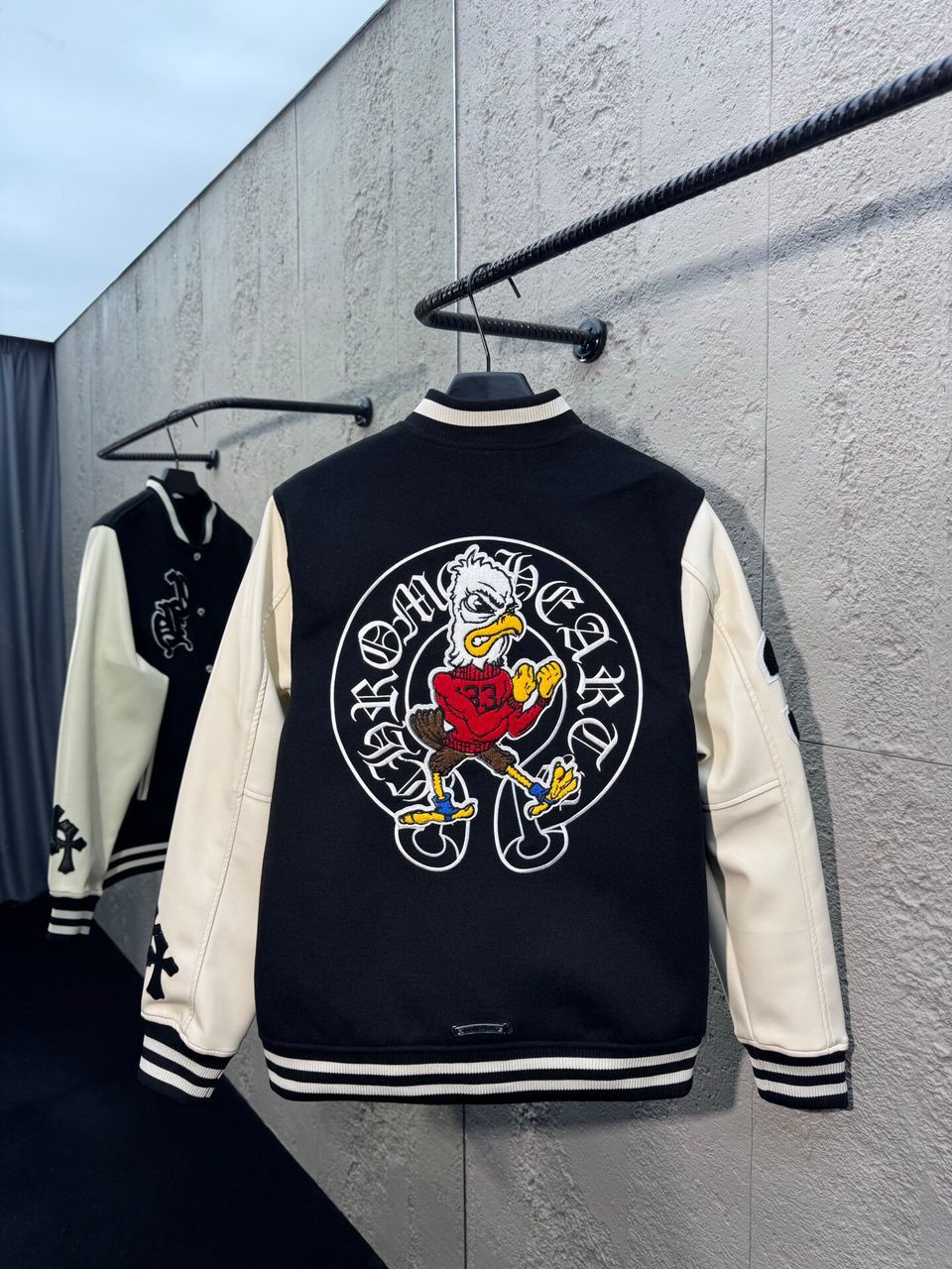 Chrome Hearts Cross Eagle Varsity Patch 33 Black White Jacket size Medium