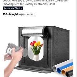 NEEWER 50W Upgraded Photo Studio Light Box, 24"x24" Portable Folding Photography Lightbox, 4 Backdrops, 5600K 160 LEDs 5200lx/0.5m Dimmable