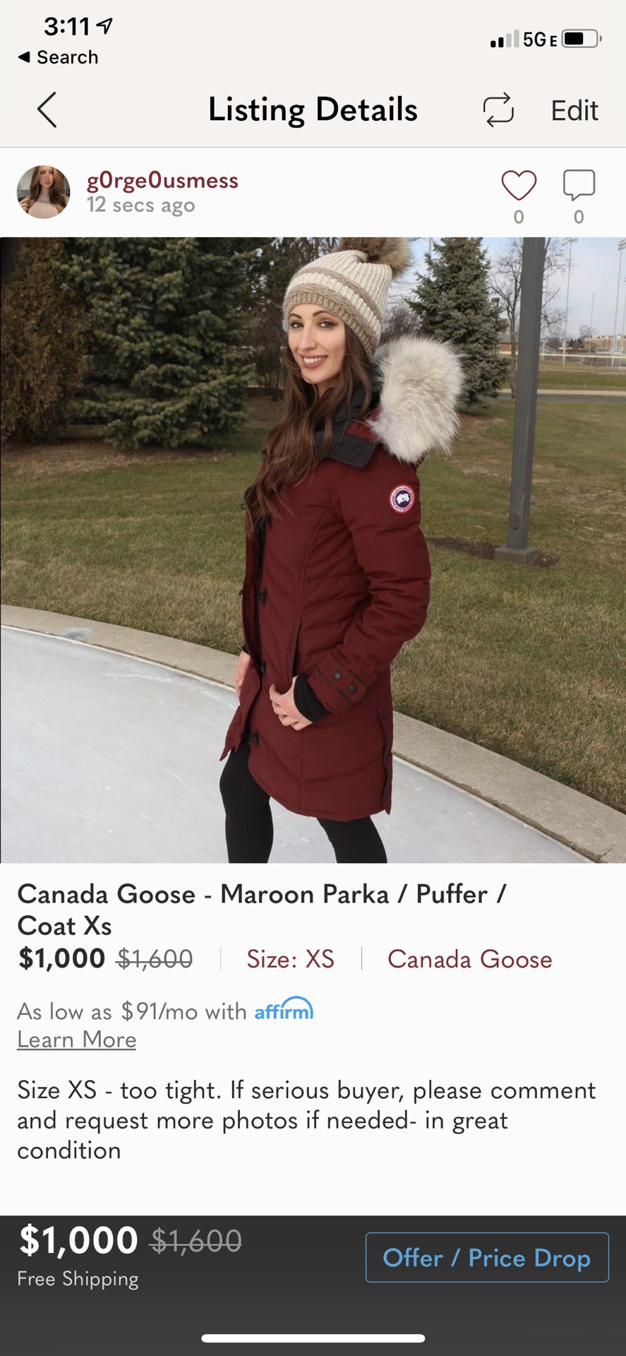 Canada Goose Lorette Parka- Maroon Elderberry 