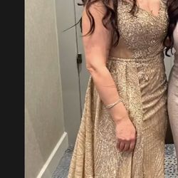 ToumaJean Couture Gold Detailed Gown