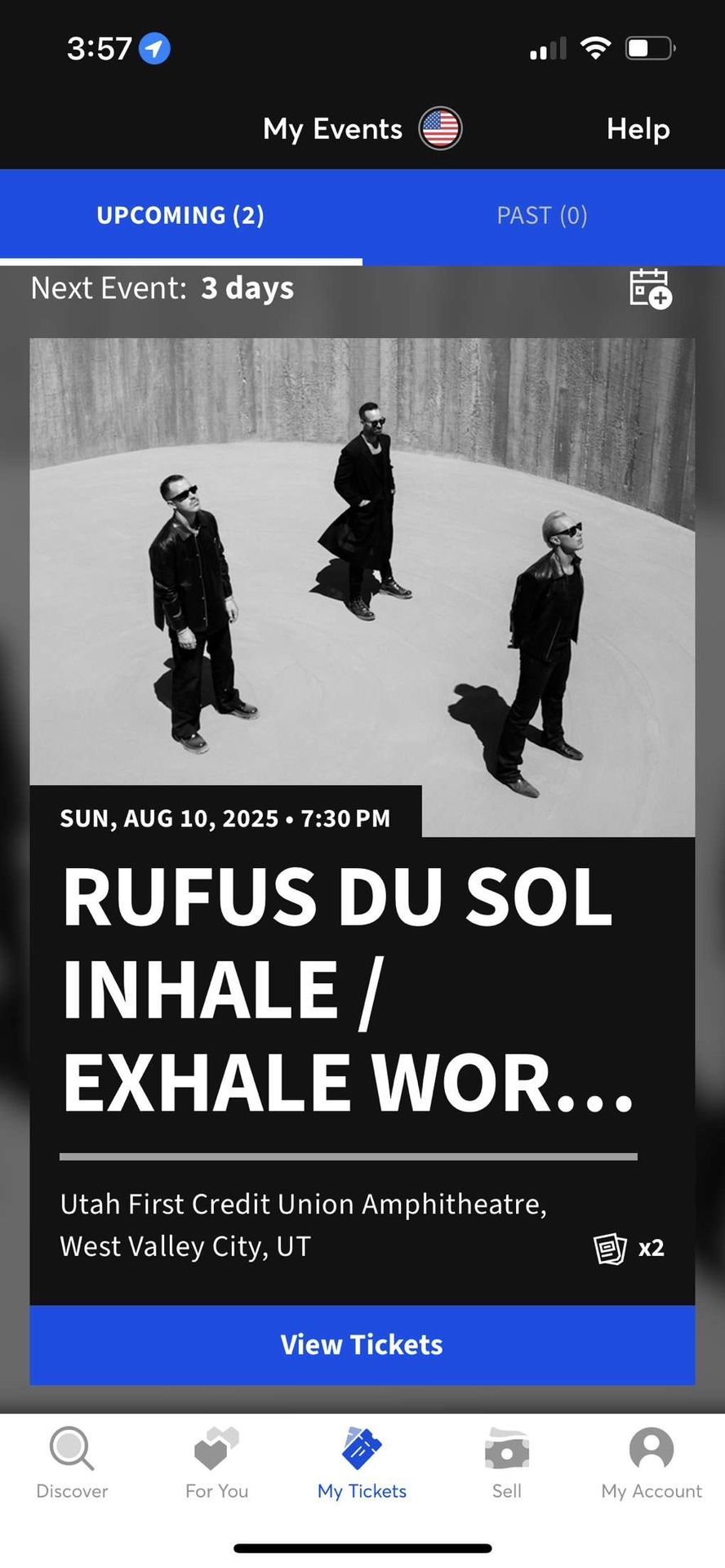 2 Rufus De Sol Lawn GA Tickets