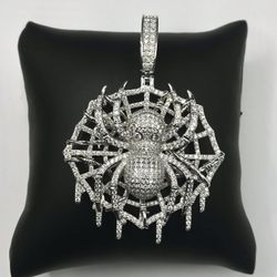 925 Sterling Silver 7.90CT MOISSANITE Spider web Men’s Pendant 