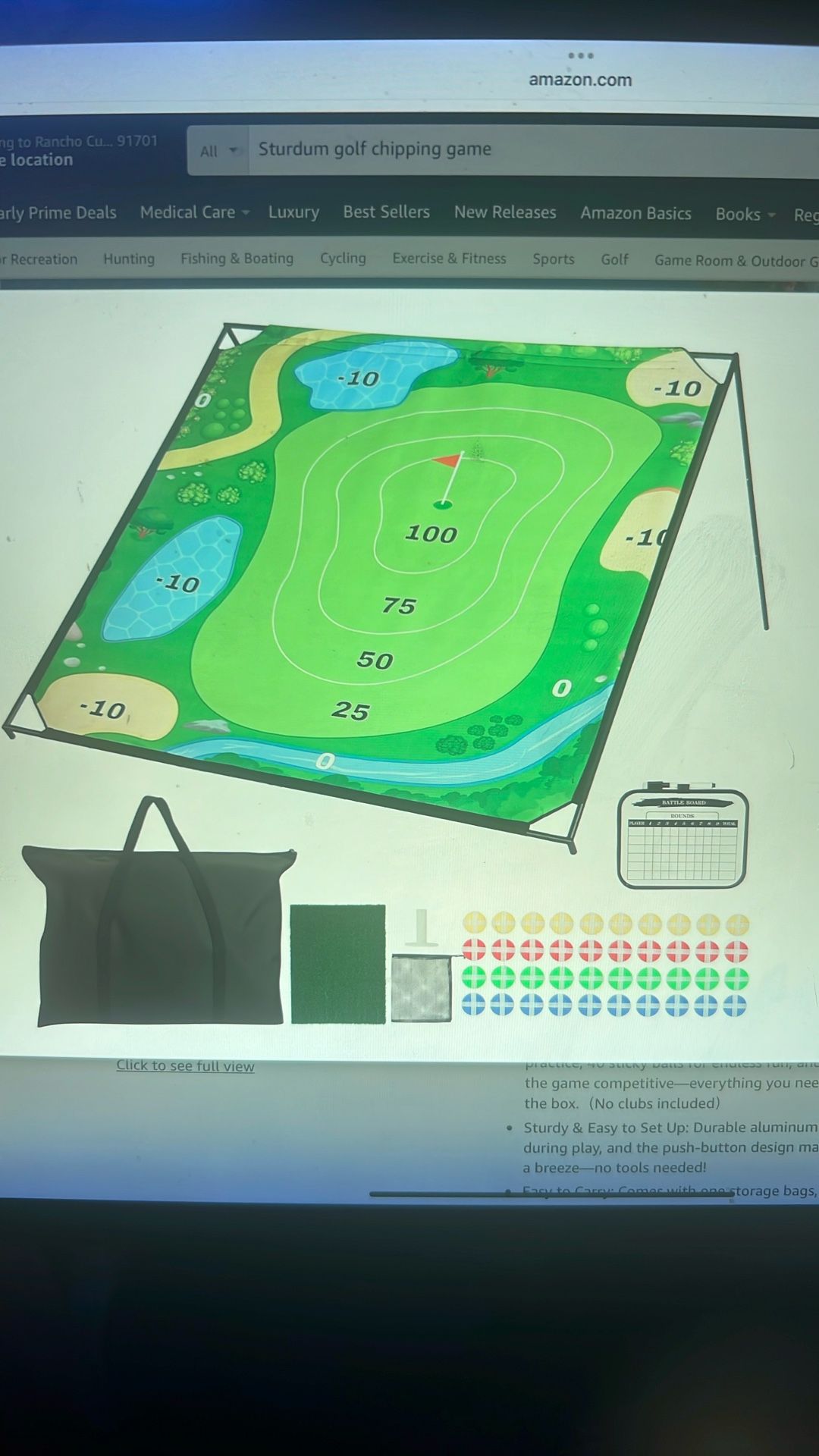 NEW GOLF Chipping Game Set. Extra-Large 6x6ft w/Aluminum Frame, Portable Family Target Game for Chipping Practice Fun