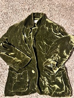 Allison Taylor Olive Green Velvet Blazer Jacket