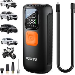 Tire Inflator Portable Air Compressor, 160 PSI Cordless Car Tire Inflator with Digital Pressure Gauge, LED Light and Auto Shut-Off Function - Air Pump