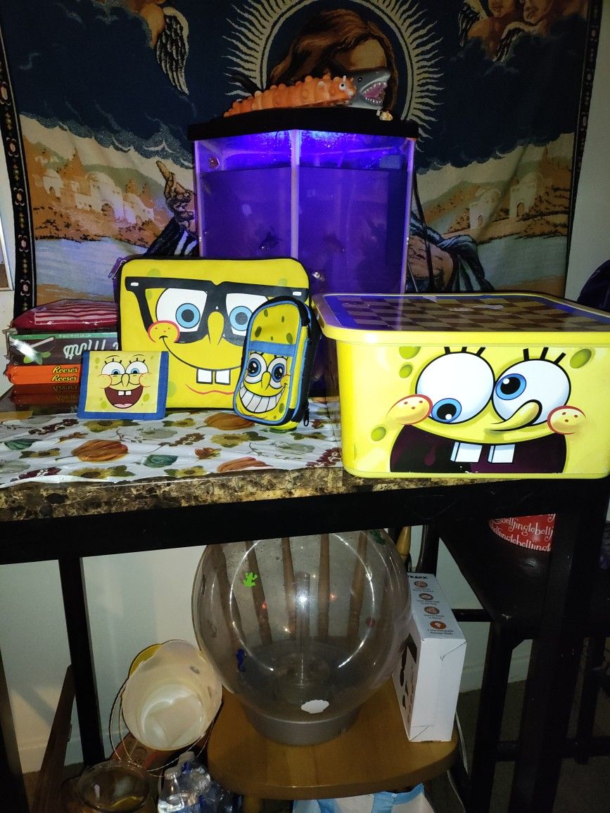 SpongeBob. Misc. Kids Wallet. Table Holder. Cellphone Pouch/Or Money Etc. Trinkets Box. $8 For All.