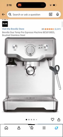 Breville Duo Temp Pro Espresso Machine BES810BSS, Brushed Stainless Steel