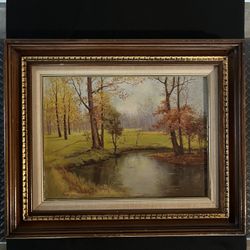 Original Painting by Jo Myers - Autumn Trees Scene - Framed - 22.5x18.5”